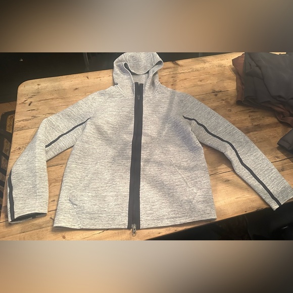Lululemon Stratum Hoodie Mens Large Heathered Space dyed Gray Full Zip Jacket - Picture 2 of 4